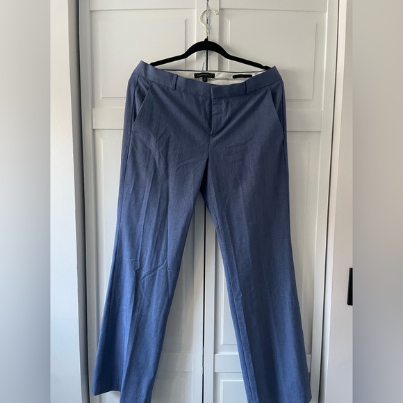 Banana Republic Logan Fit Blue Plaid Trousers Size 8s - Picture 2 of 5